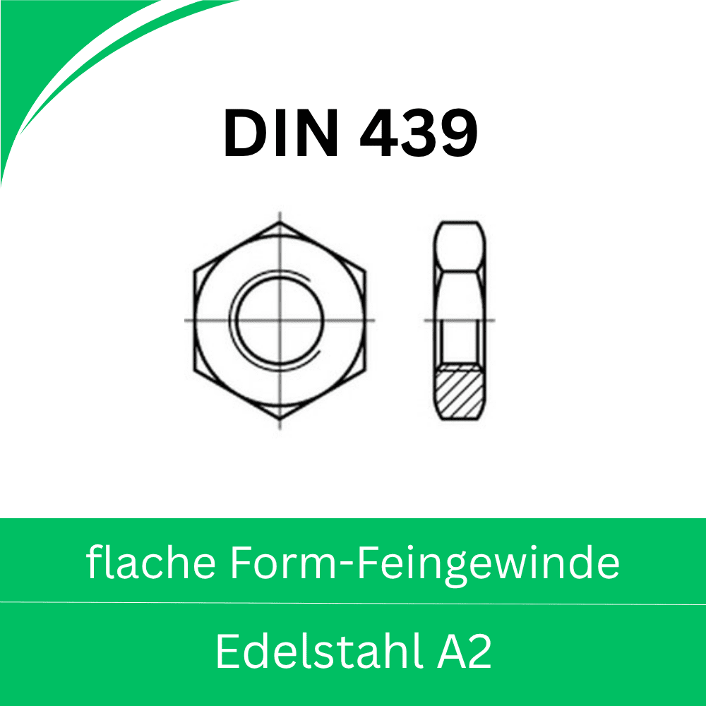 Bild für Kategorie DIN 439 ➤ Sechskantmuttern (flache Form-Feingewinde) (Edelstahl A2)